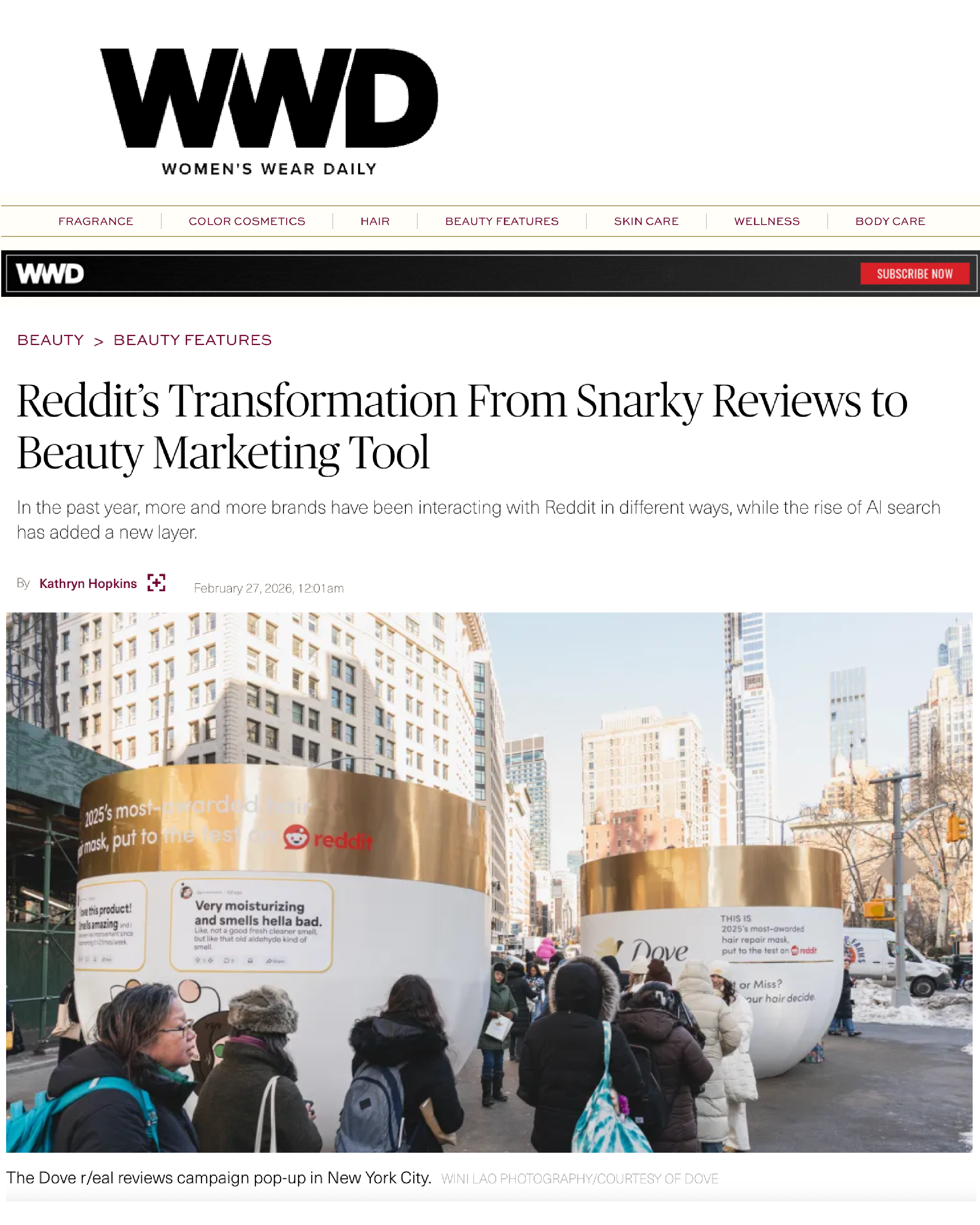 Dove NYC Activation featured in WWD