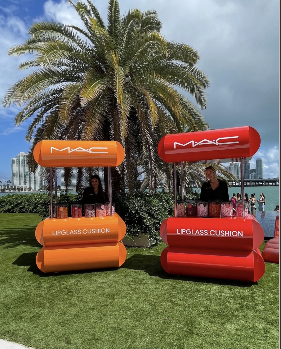  For the launch of MAC Cosmetics Lipglass Cushion, we created a multi-city experience across LA and Miami, complete with playful installations, bouncy moments, and interactive stations designed to shine. 