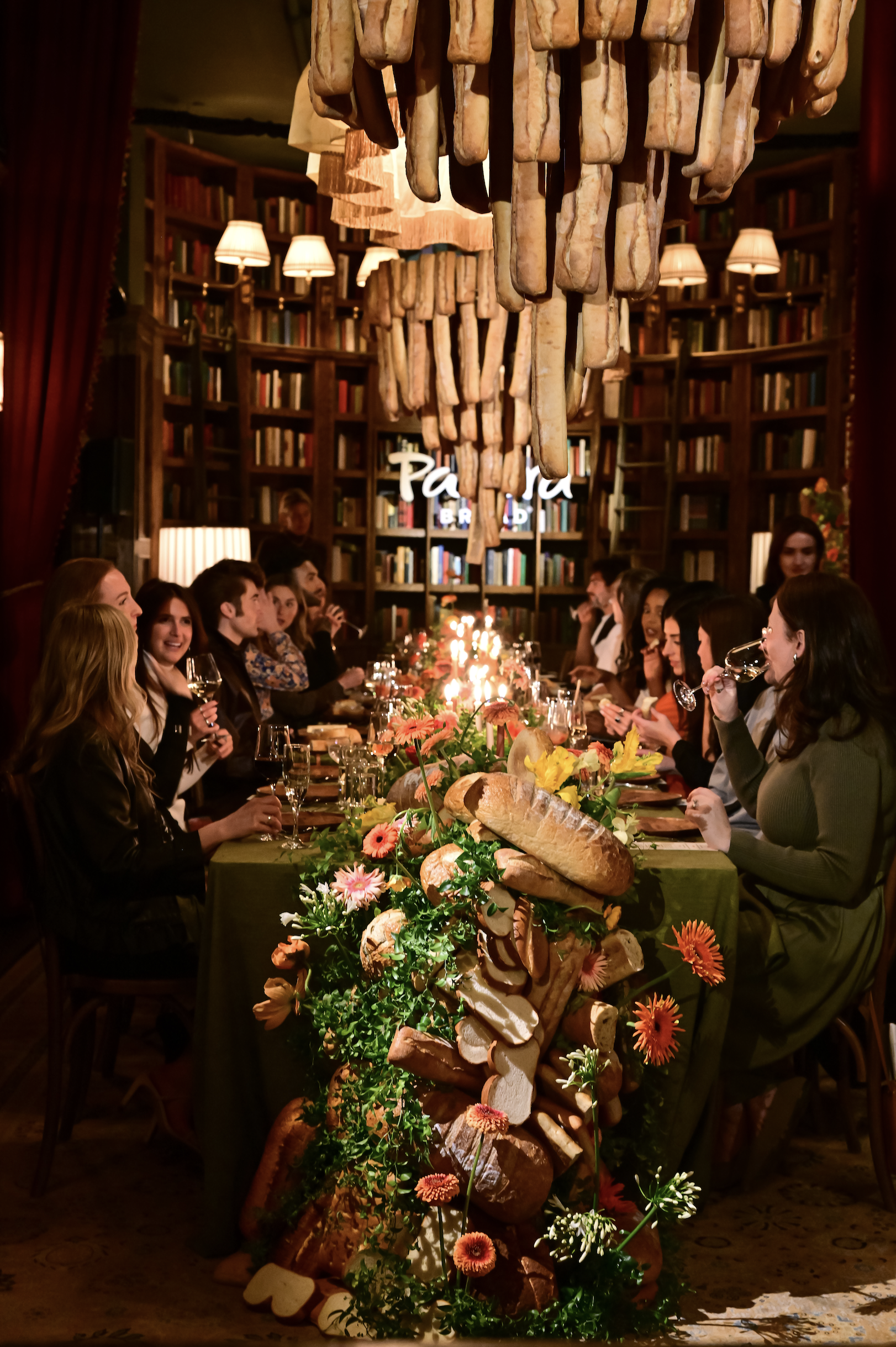  For the launch of Panera Bread’s new Salad Stuffers, we brought the carbs and the creativity with a bread-inspired dinner featuring a bread chandelier, custom butter, and personalized bread knives.  