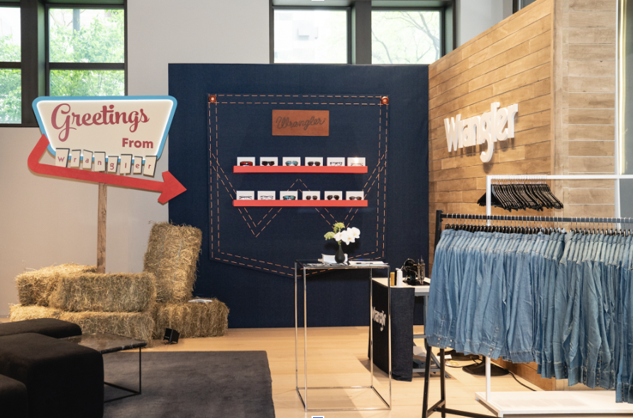  For FGX international, we developed an immersive event with dedicated brand stations that brought each brand’s personality to life through interactive elements, including custom embroidery at Wrangler, a photo-worthy stage moment at True Religion, p