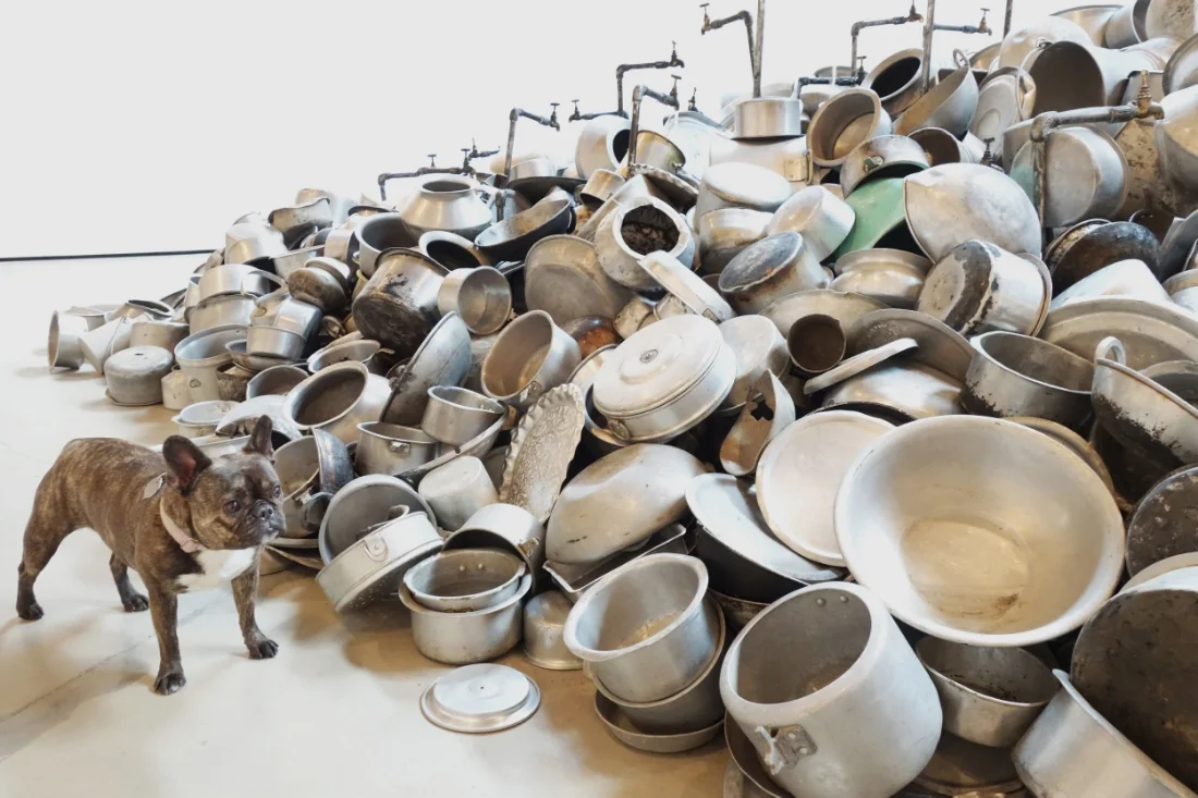 Where’d all the food go? Subodh Gupta “This is not a fountain,” 2011-2013 in Subodh Gupta. Seven Billion Light Years’ at Hauser & Wirth.