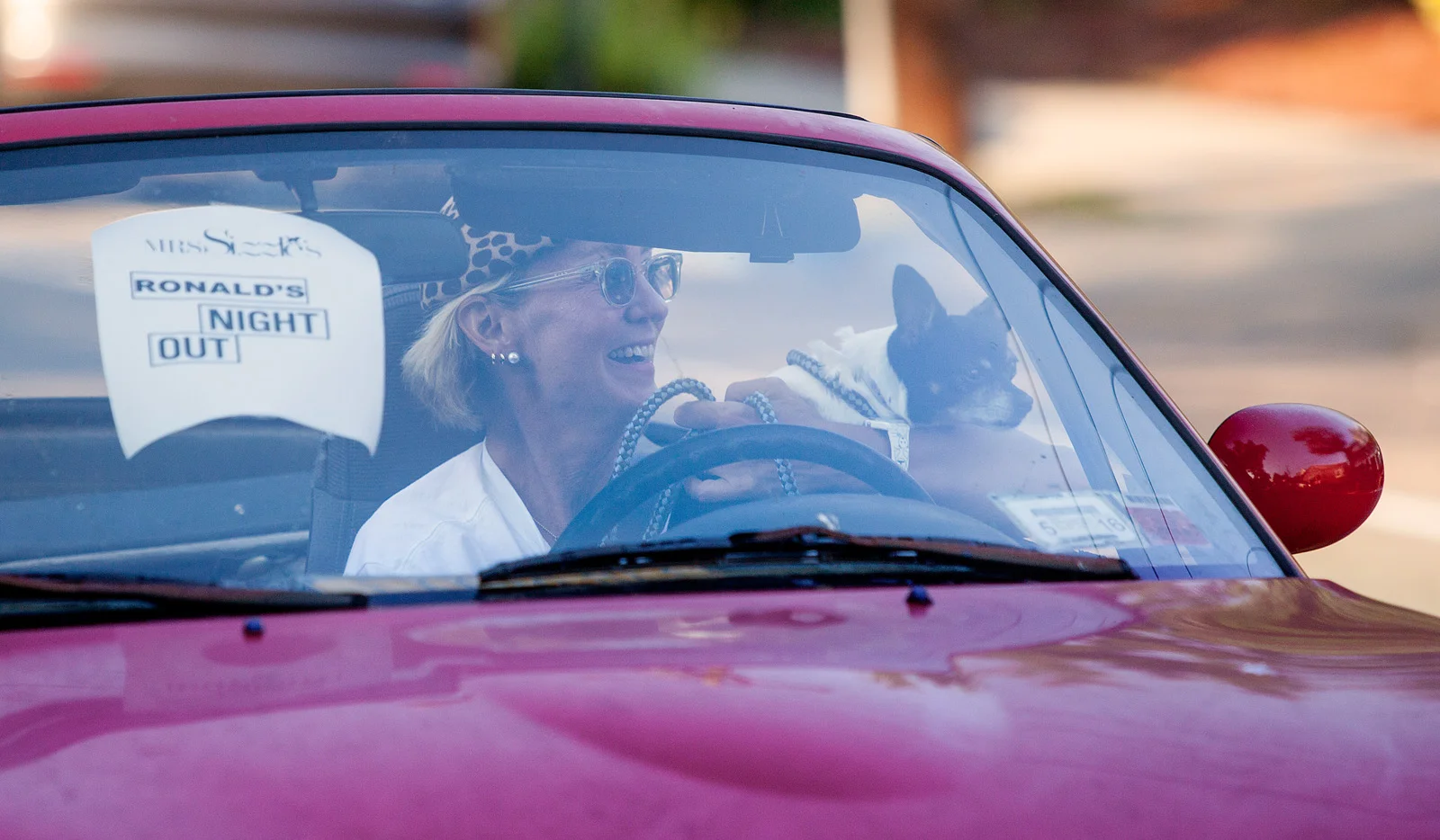 Mom aka Mrs. Sizzle rolling into town with her date Ronald