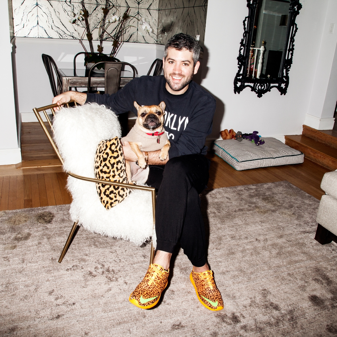 CLOTHING DESIGNER BRANDON MAXWELL AND HIS FABULOUS FRENCH BULLDOG STELLA AT  HOME IN NEW YORK — Mrs Sizzle
