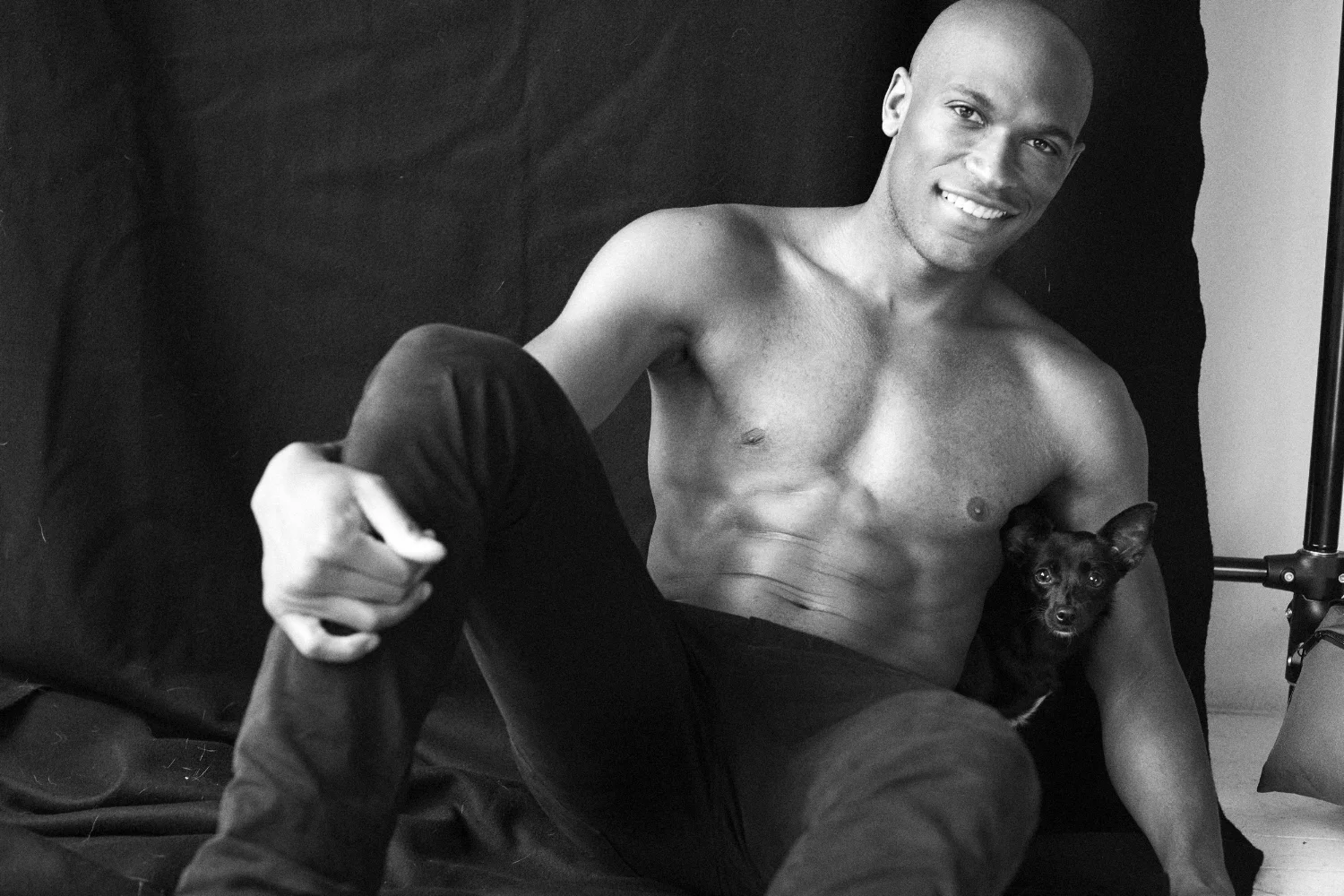 Laurence McCrea and his rescue dog Kisses from Supa Models London