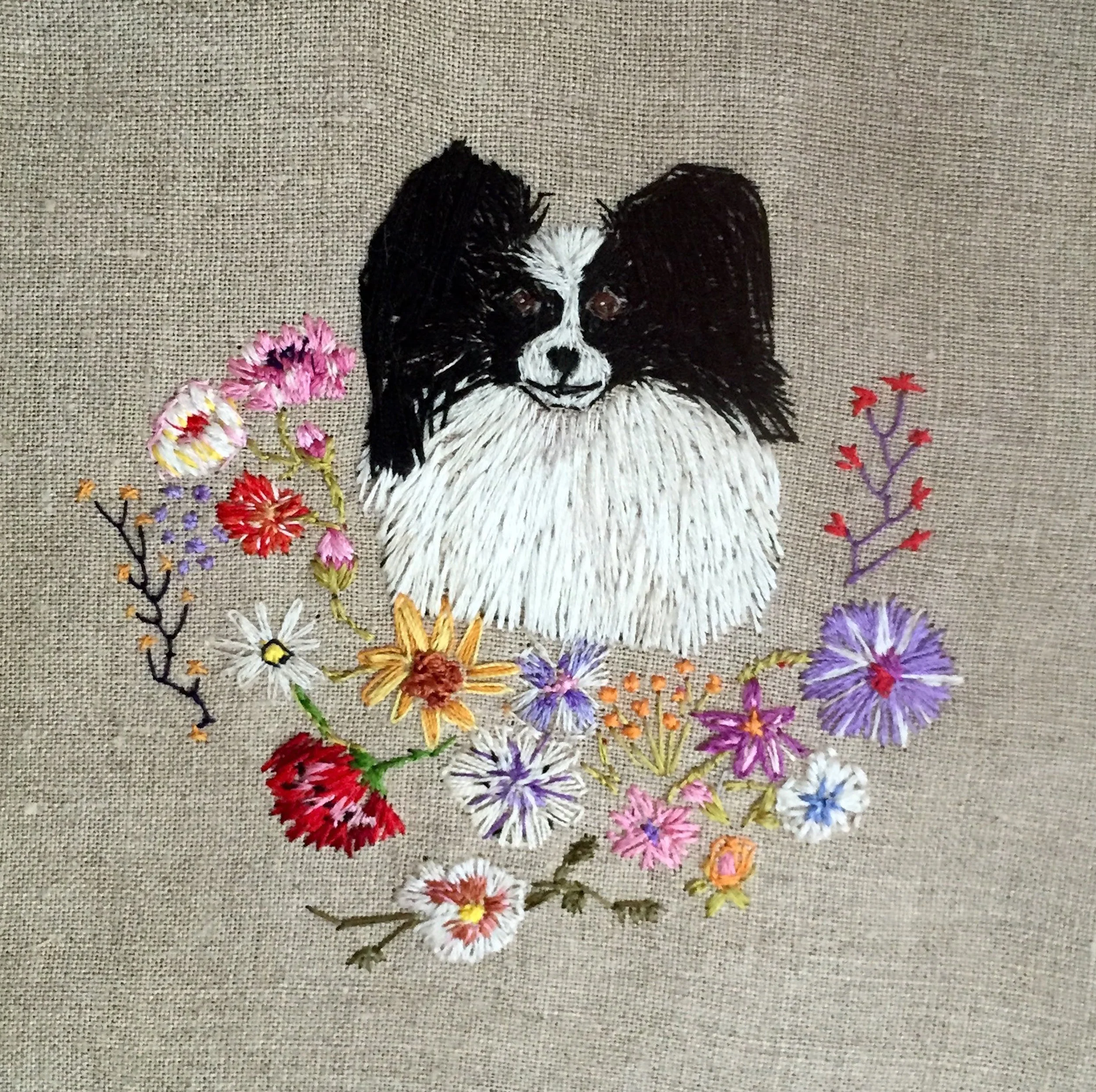 Flora, 2016 silk on linen 9" x 9" x 1”