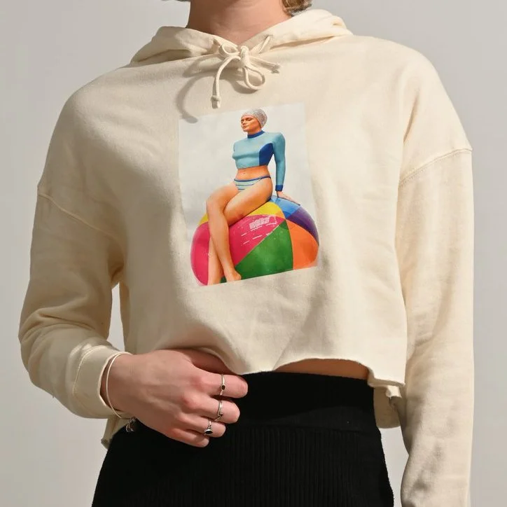 Bibi on the Ball - Cream Cropped Hoodie