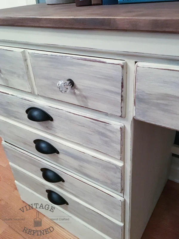 Vintage Refined White & Wood Desk Makeover