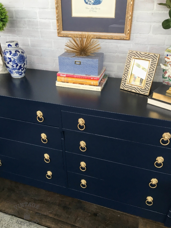 Vintage Refined Traditional Navy Dresser