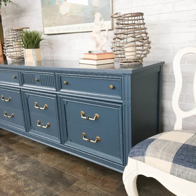 Blue nine drawer dresser