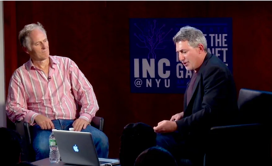 Aaron interviewing Internet founding father Tim O'Reilly