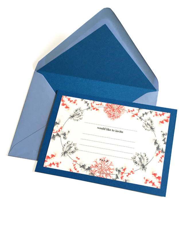 Ready to use invites with red and grey print of sea corals.jpg