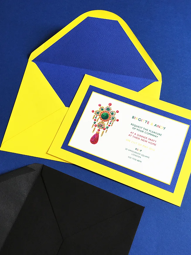 Yellow invitations with jewels.jpg