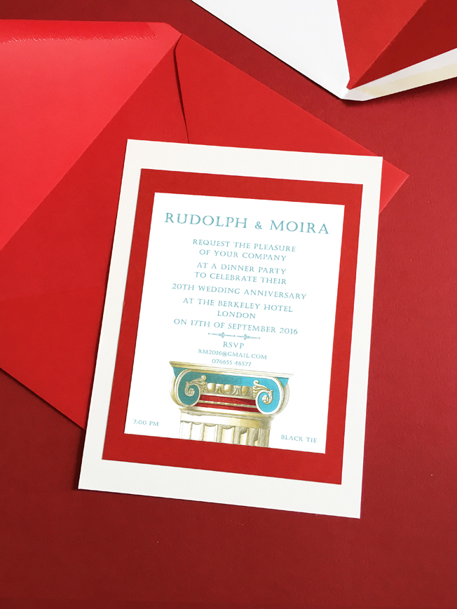 Handmade invitations with column motif.jpg