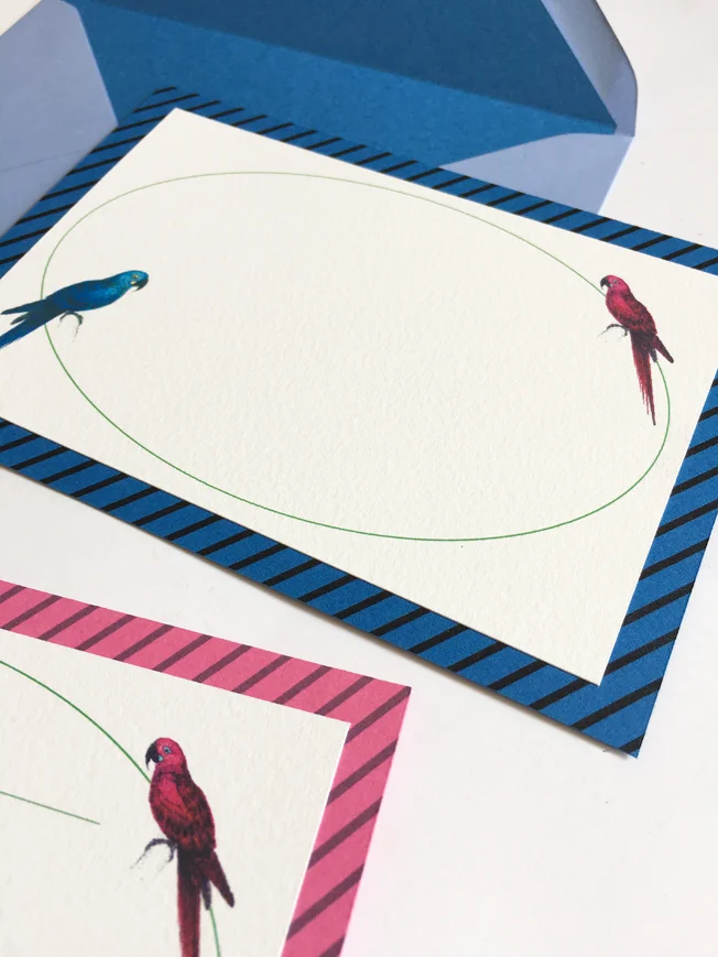 Parrots motif stationery cards.jpg