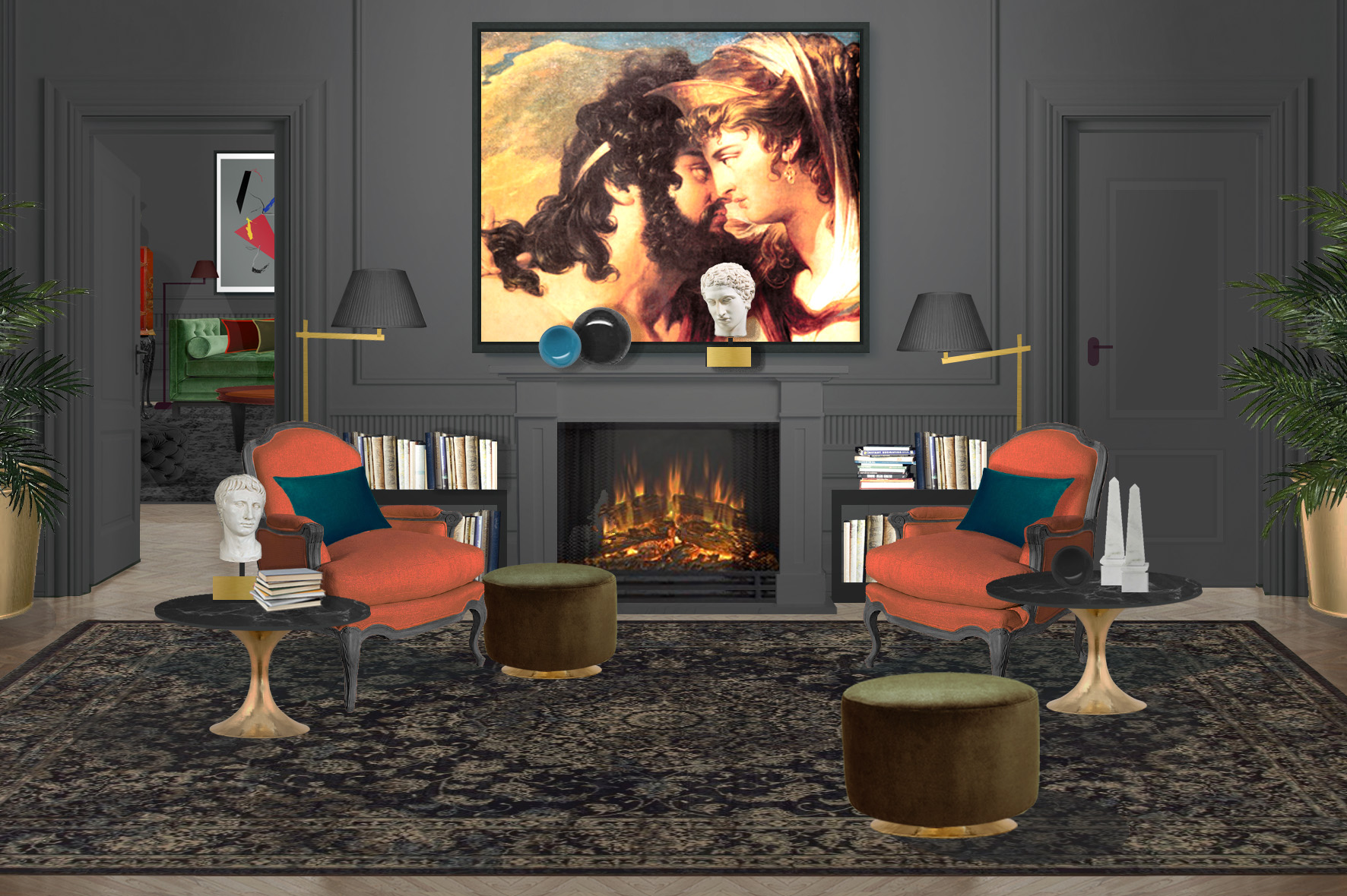 Splendid calid interiors with original art prints.jpg