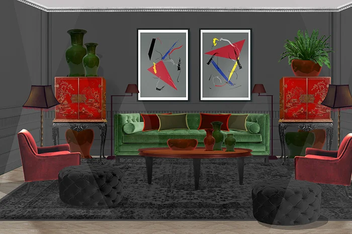 interior de chinoiserie con arte moderno.jpg