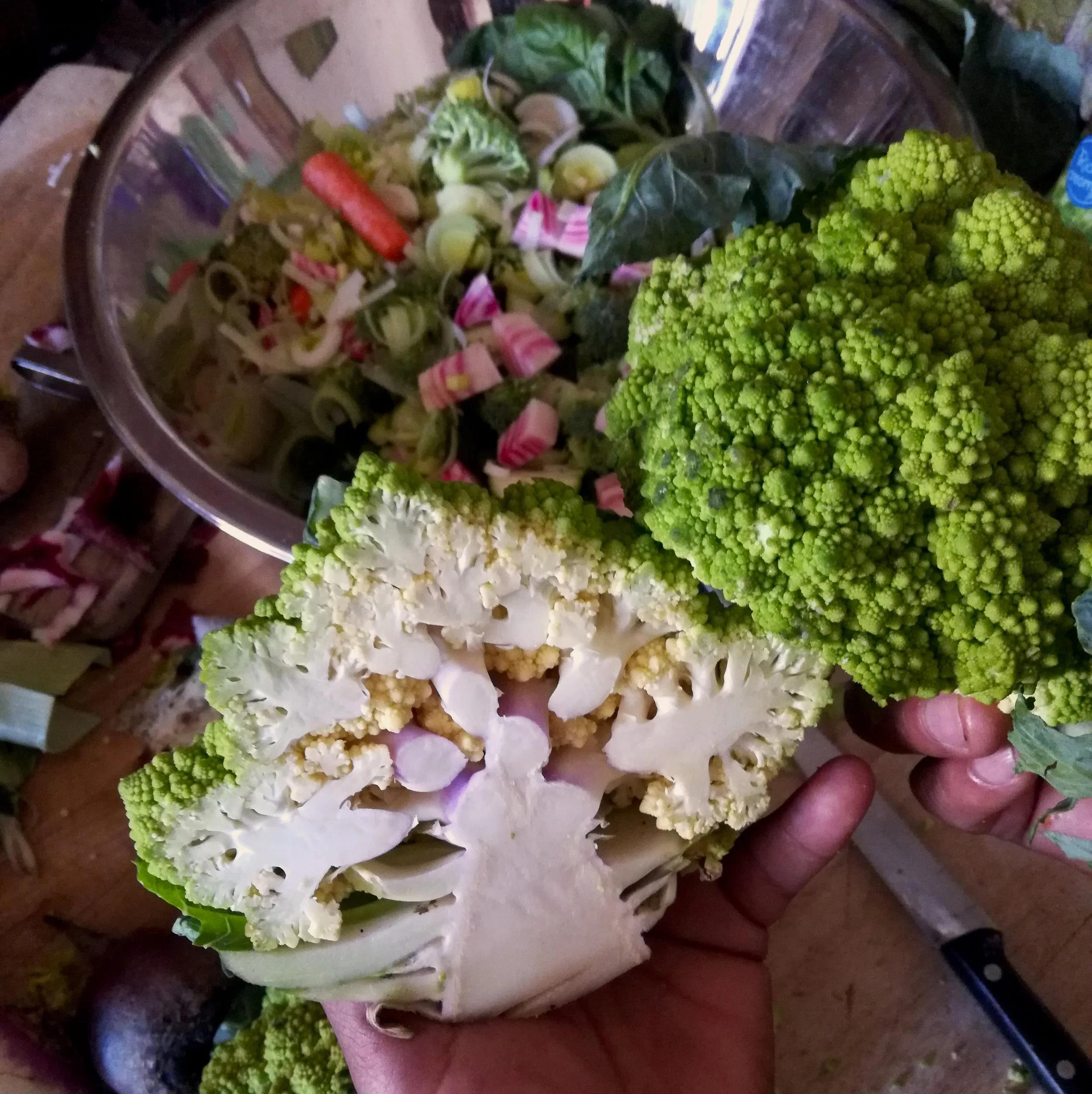 Fresh produce is beautiful, healthy, tasty and in the case full of romanescu broccoli math! #FibonacciArt #OrganicProduce #TasteTheRainbow #NaturalCooking #NaturalLiving #CookingVegan