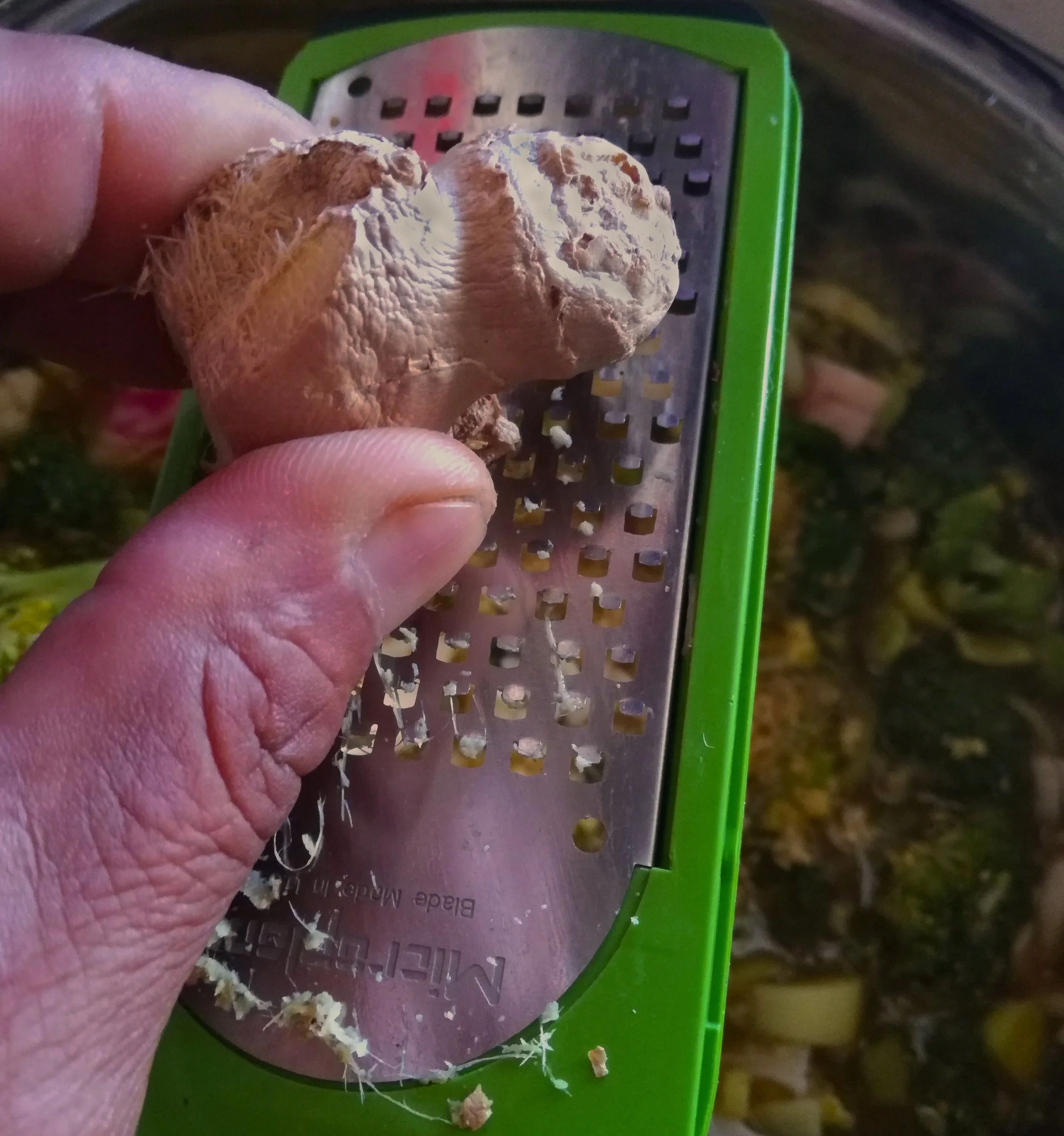 Fresh grated ginger is wonderful for gut, heart, immunity… Consider micro-planing it into lots of your meals. No need to chop! #cookingtips #eatmoreginger #immunityboost #makingsoup
