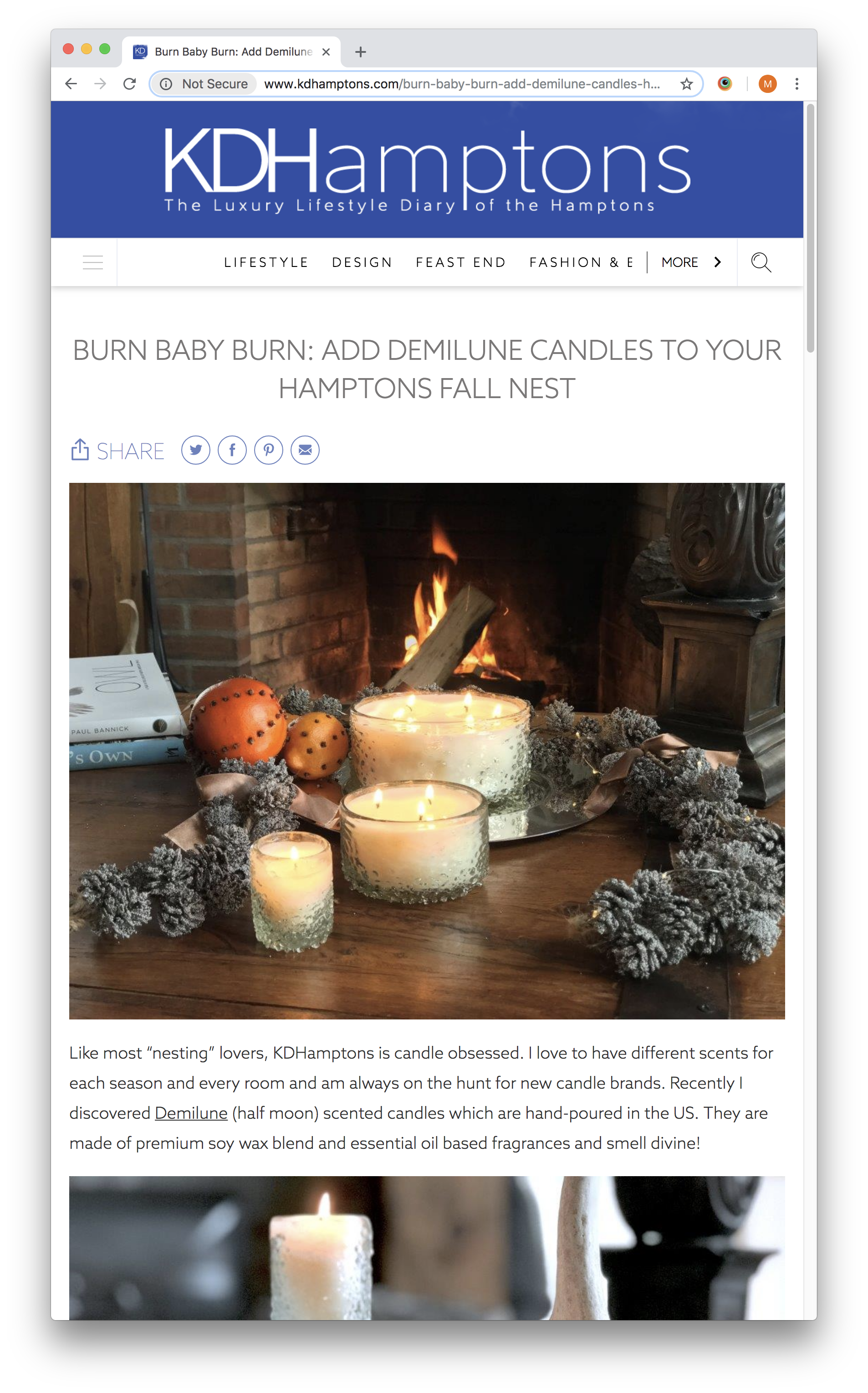 Burn Baby, Burn: Add DemiLune Candles to Your Hamptons Fall Nest — KDHamptons, September 2018