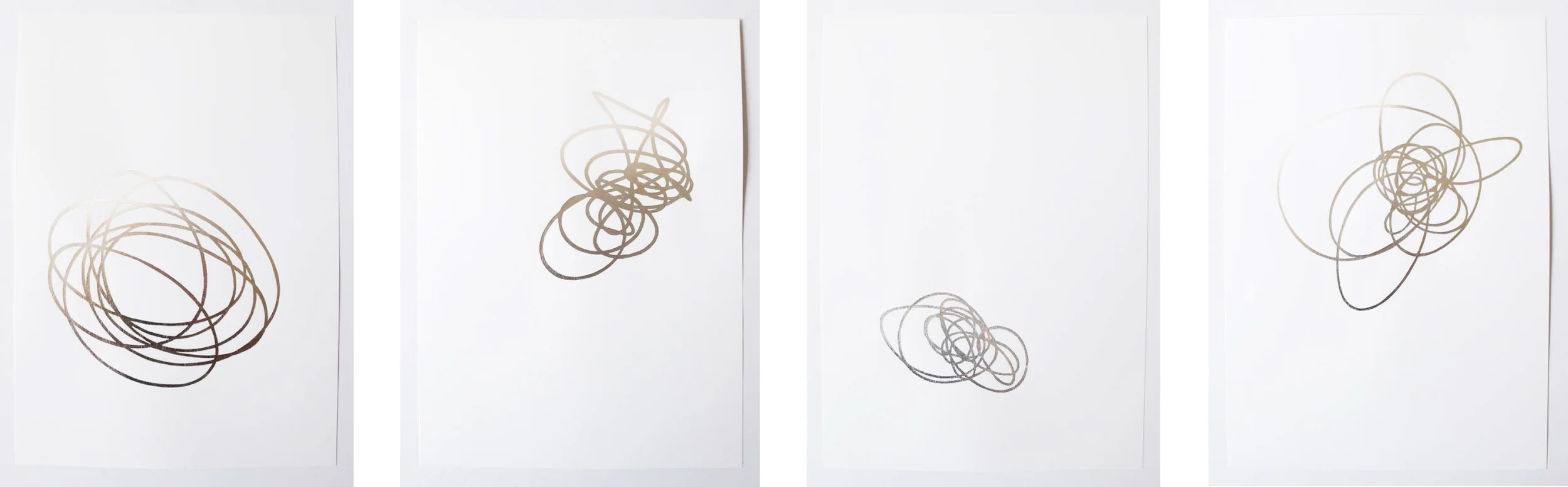 fath ll, lll, lV, Vlll, 2011 aluminium leaf, glue on paper, each 29,7 x 21cm