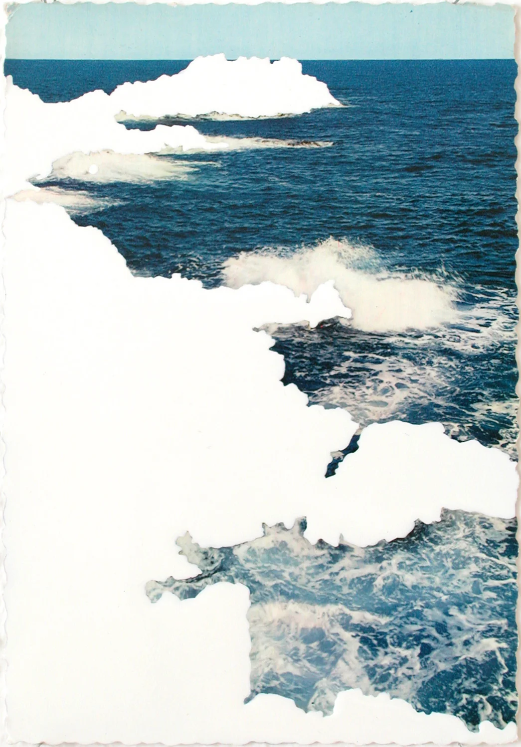 view, 2004, varnish on postcard, 15 x 10,5cm