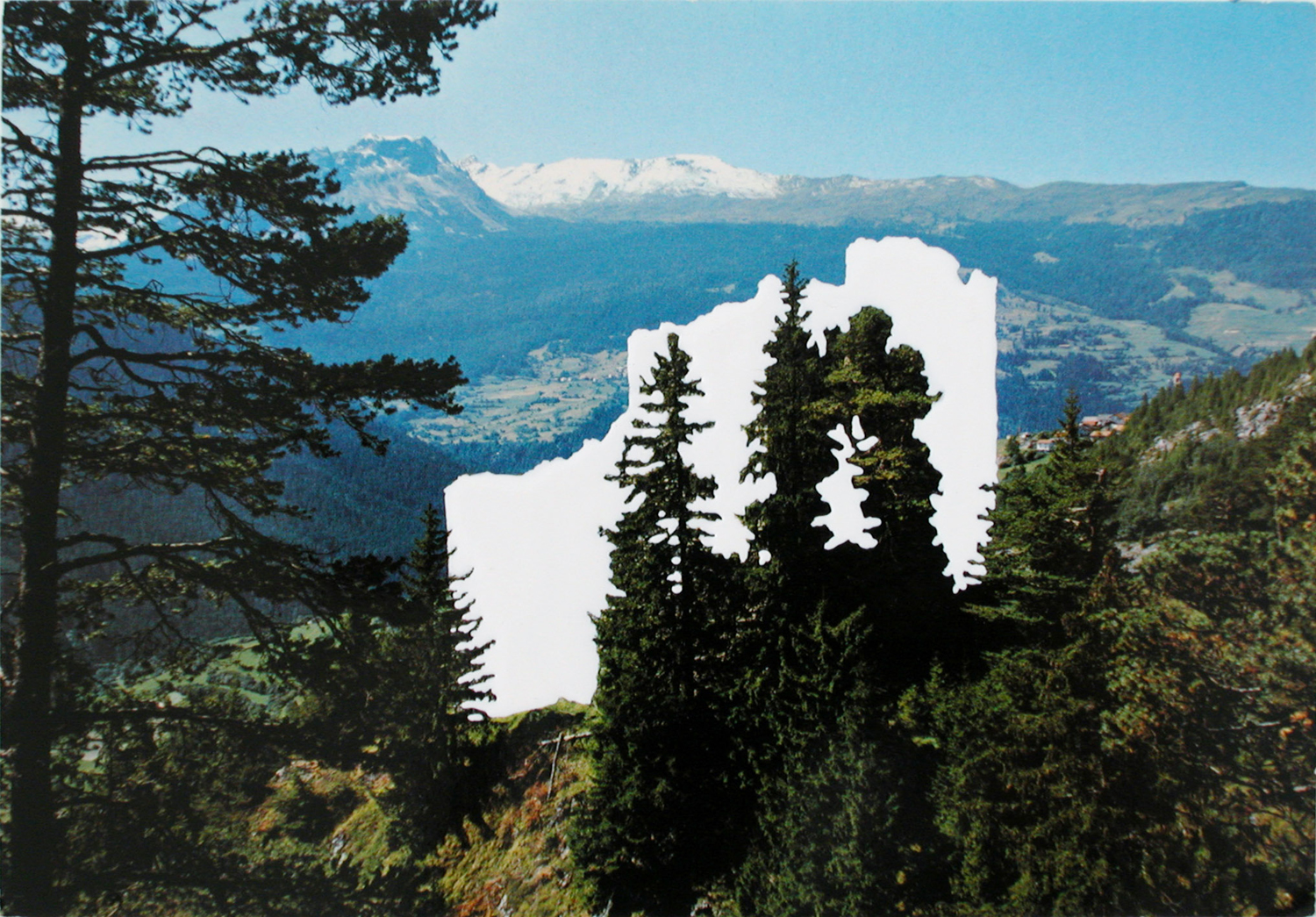   view,  2004, varnish on postcard, 10,5 x 15cm 