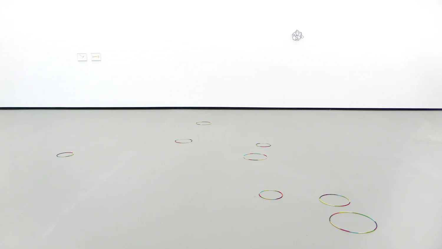 crystal silence V , 2011 , wire beads, 38 x 35 x 16cm ; ring , 2011, metal, wire, dimensions variable stray currents, 2011, Towner, Eastbourne