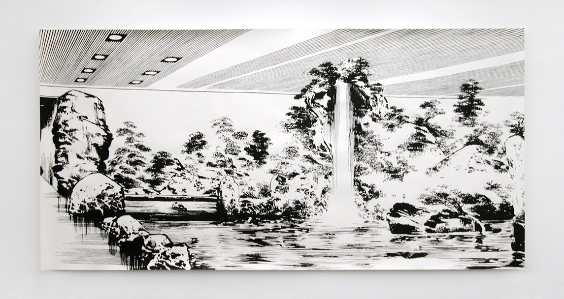    promised   , 2005, ink on paper, 195 x 395cm   Reflections from Nature at SongEun Art Center, Seoul 
