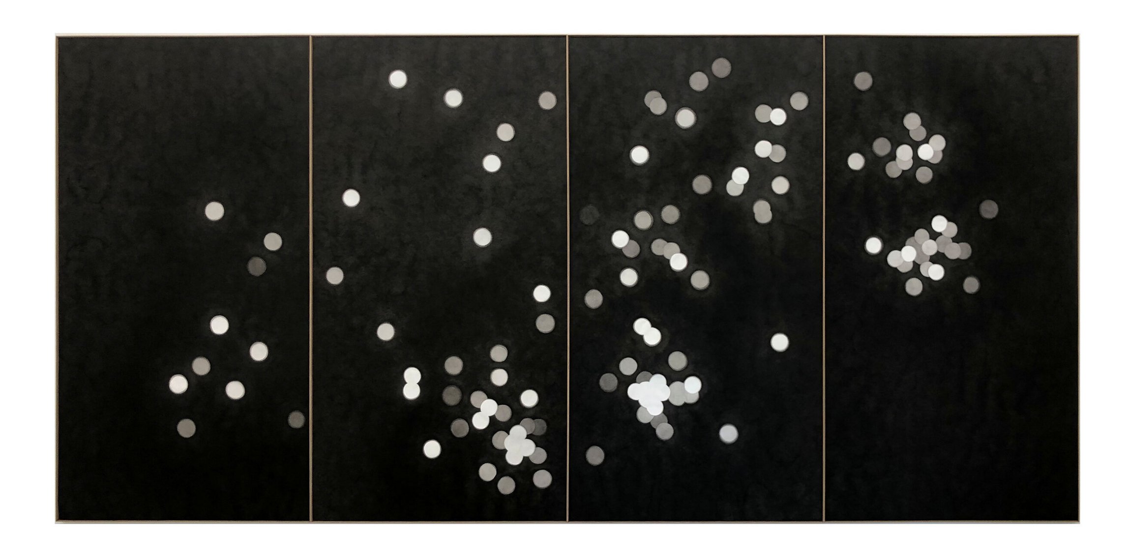   Hikaru , 2021  Ink on paper, in 4 parts, each 221 x 116 cm; together: 221 x 464 cm 
