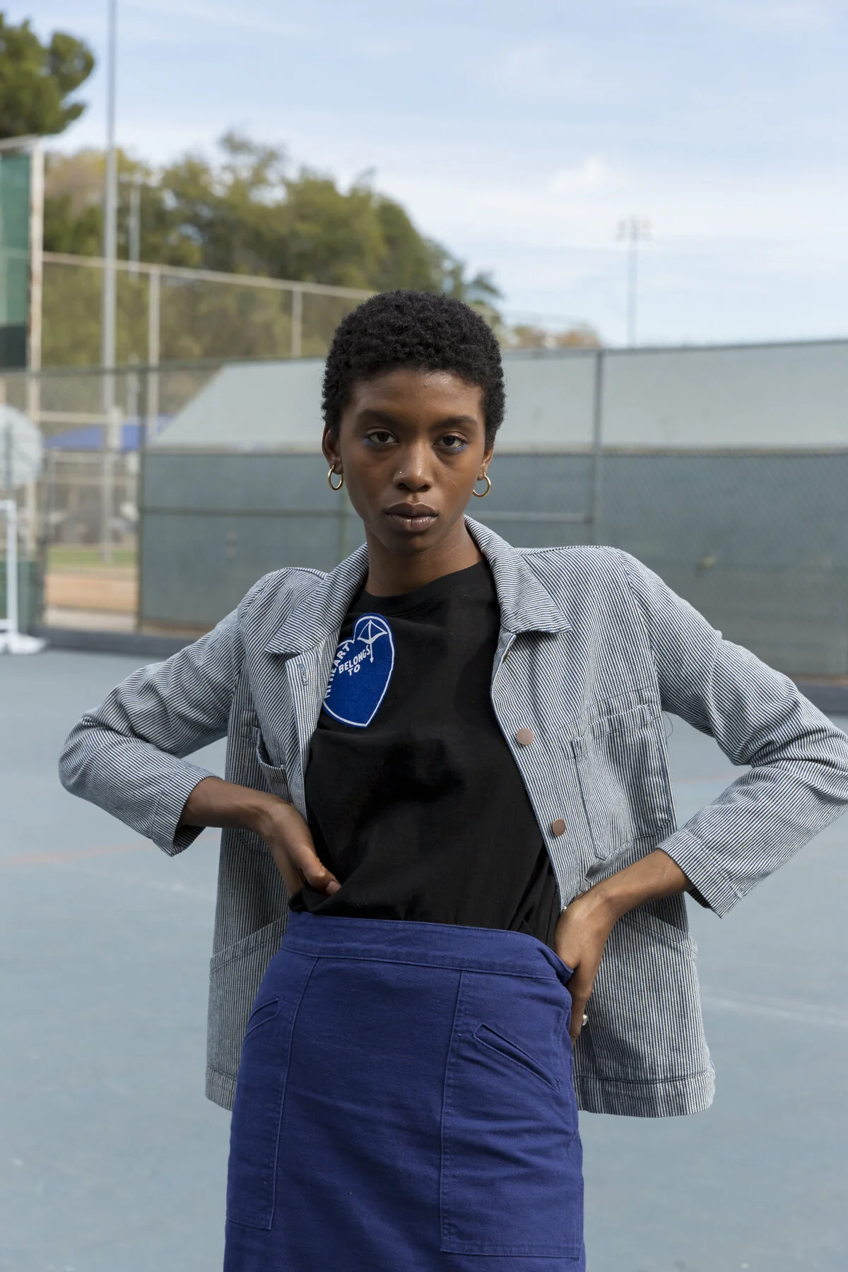 "My Heart Belongs To" Tee - Black + Blue