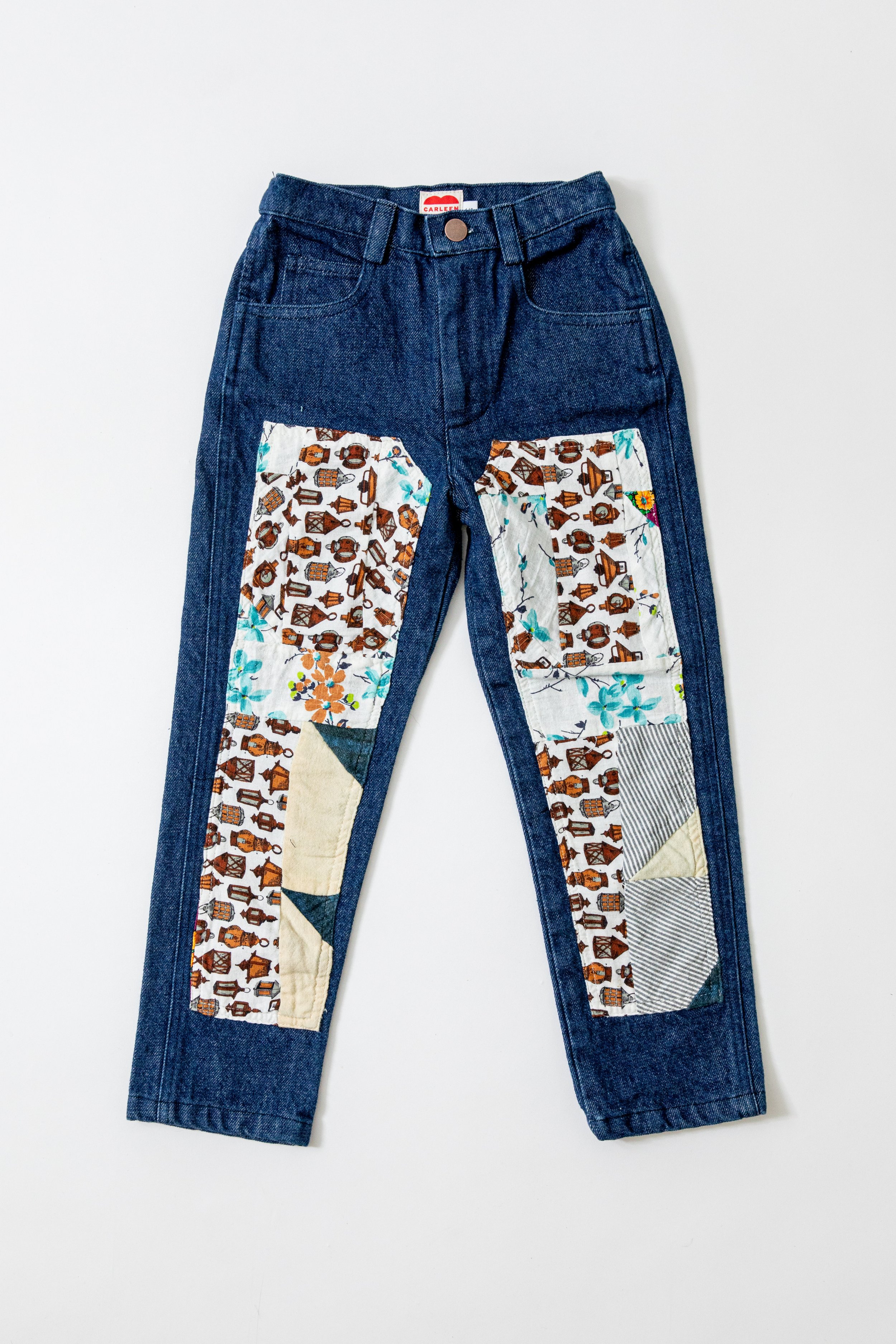 KIDS Patchwork Jeans- Triangles Size 2/3 and 4/5 — CARLEEN