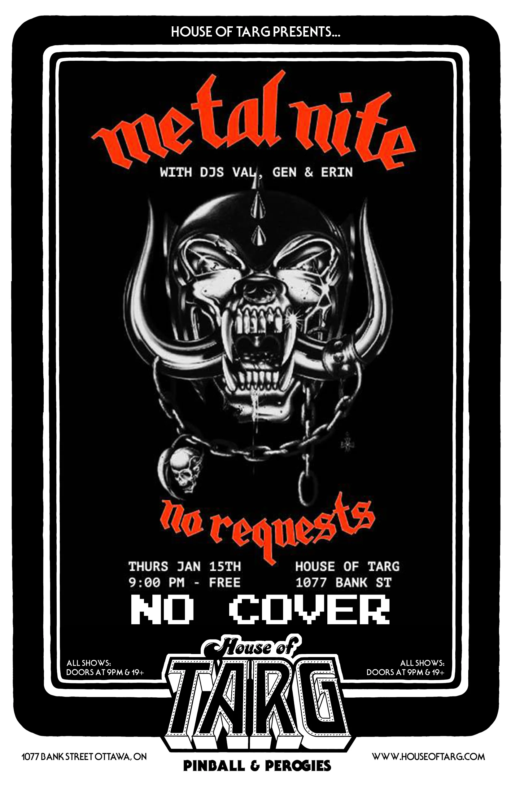 METAL NITE w/ DJ Erin, Gen, and Val - NO COVER