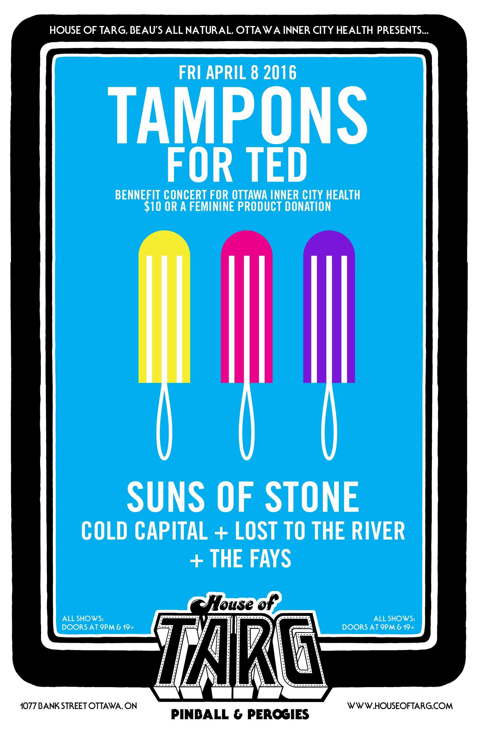 TAMPONS FOR TED Bennefit Concert: Suns of Stone + Cold Capital + Lost To The River + The Fays