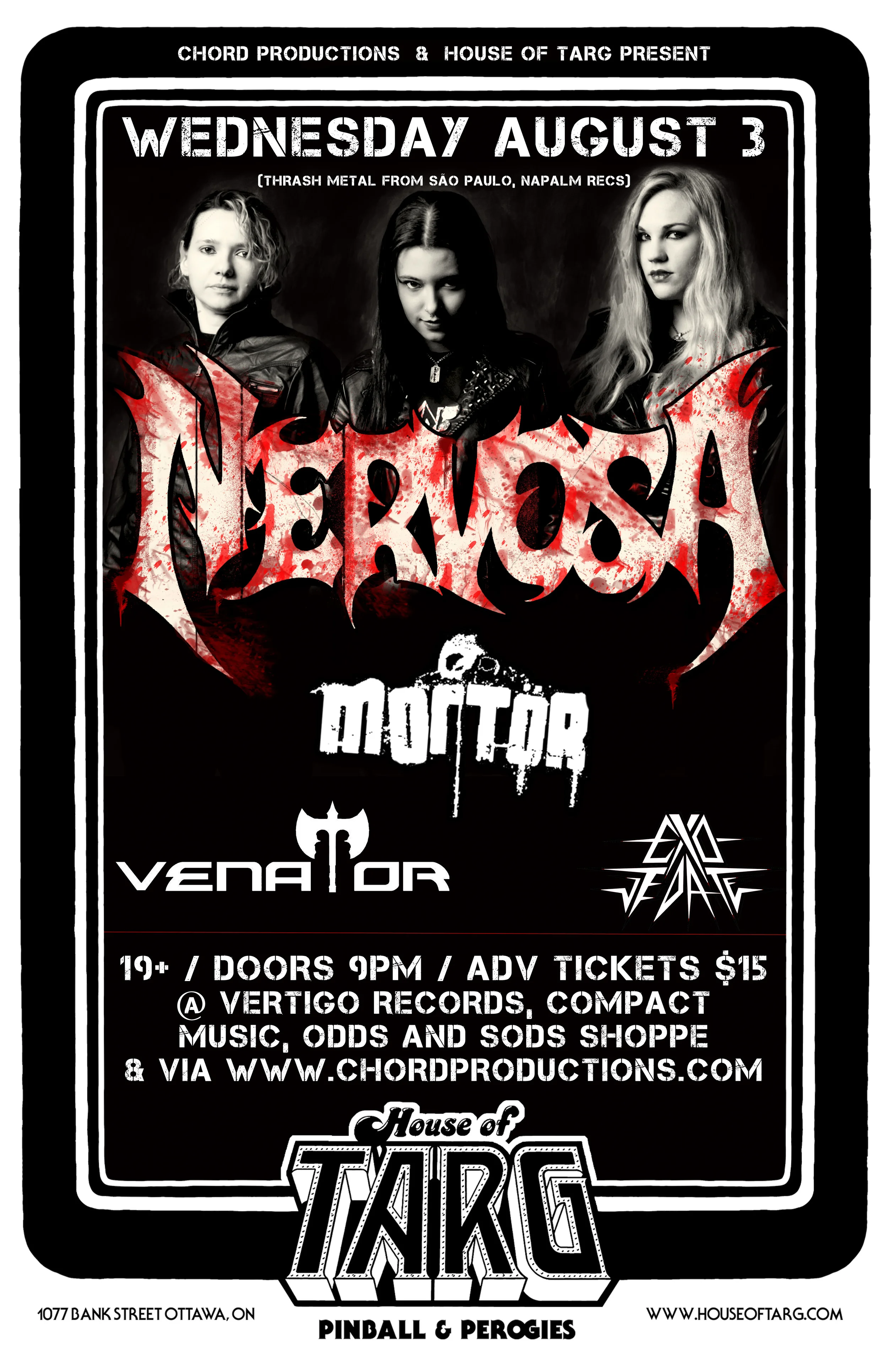 NERVOSA (São Paulo Thrash Metal) + Mortor + Venator + Exo-Vedate