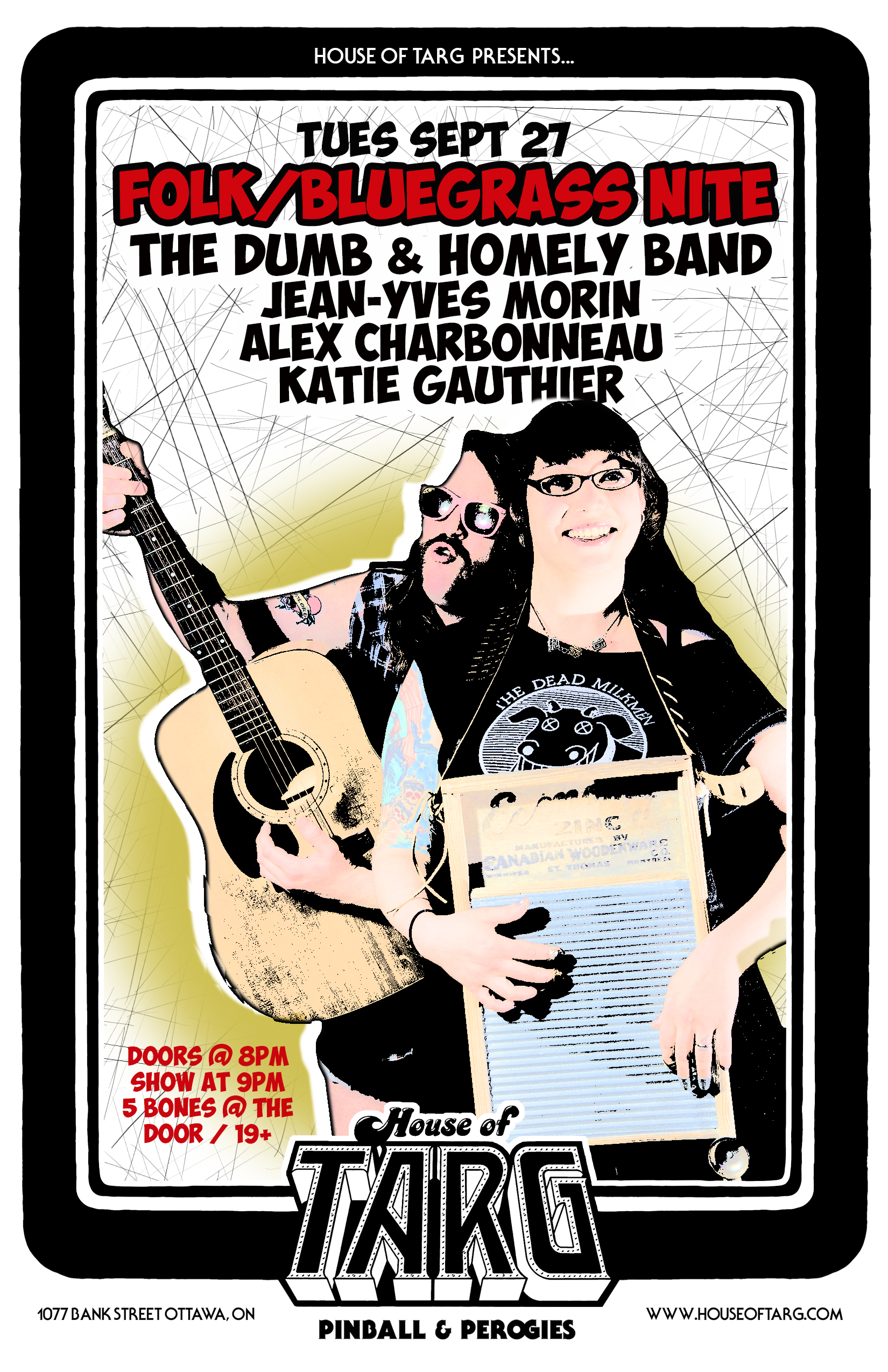 FOLK BLUEGRASS NITE w The Dumb & Homely Band + Jean-Yves Morin + Alex Charbonneau + Katie Gauthier
