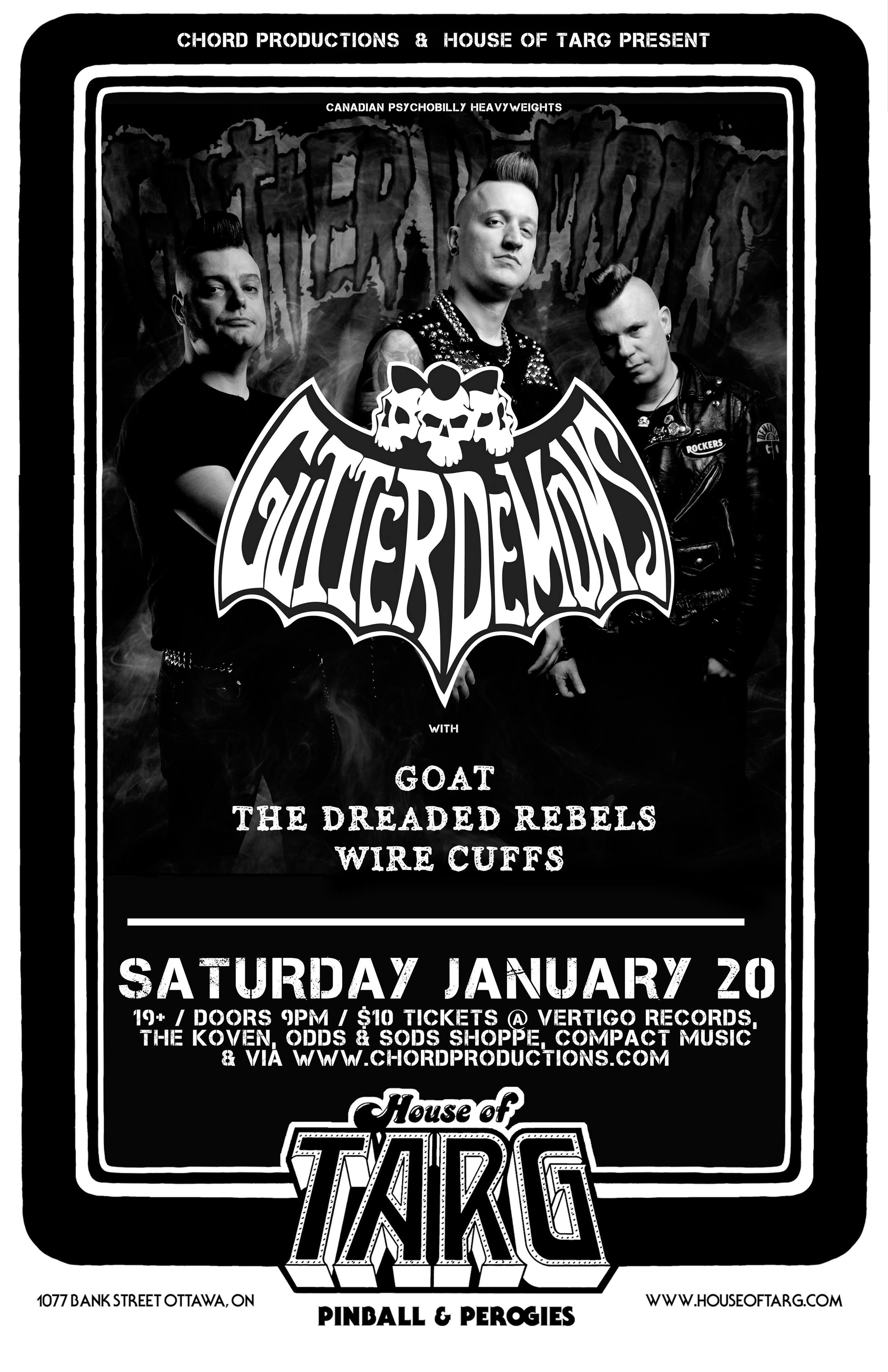 GUTTER DEMONS + Goat! + The Dreaded Rebels + Wire Cuffs
