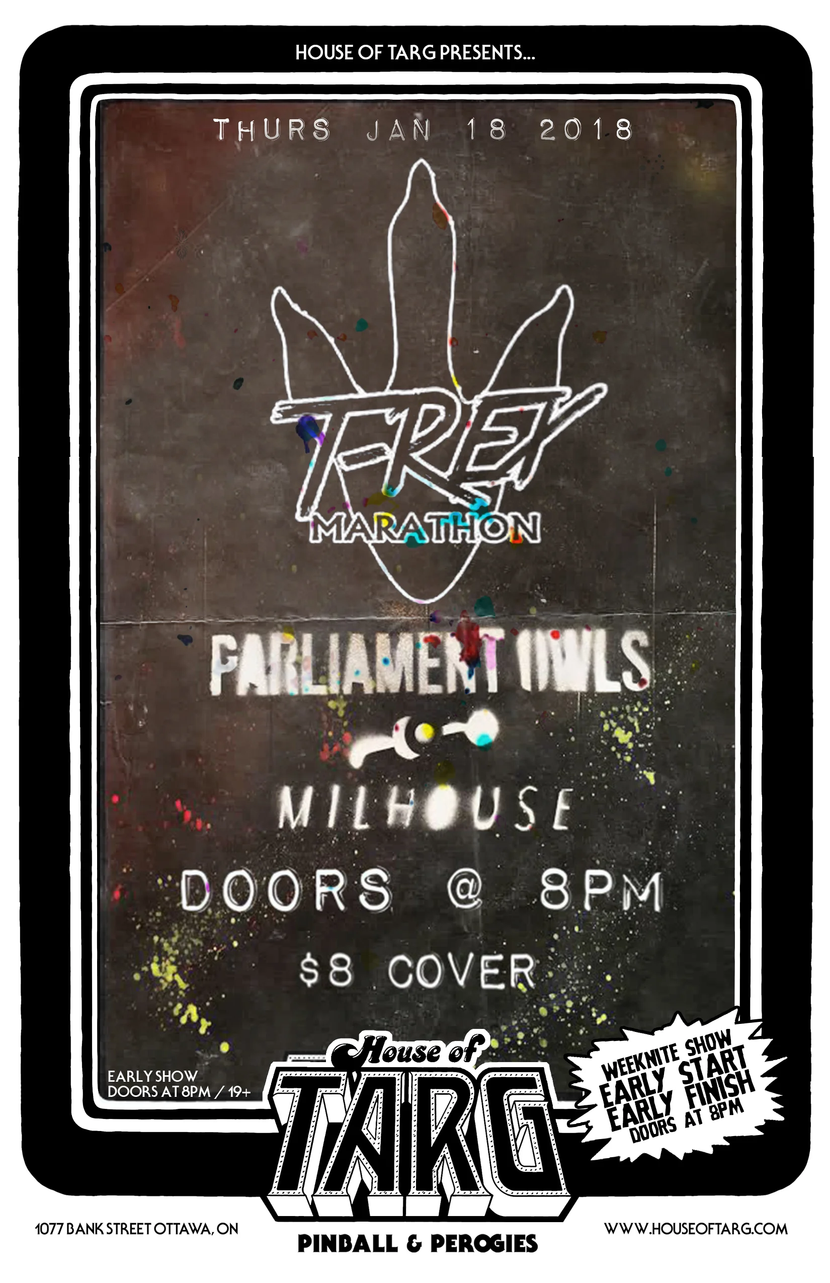 T-REX MARATHON + Parliament Owls + Milhouse