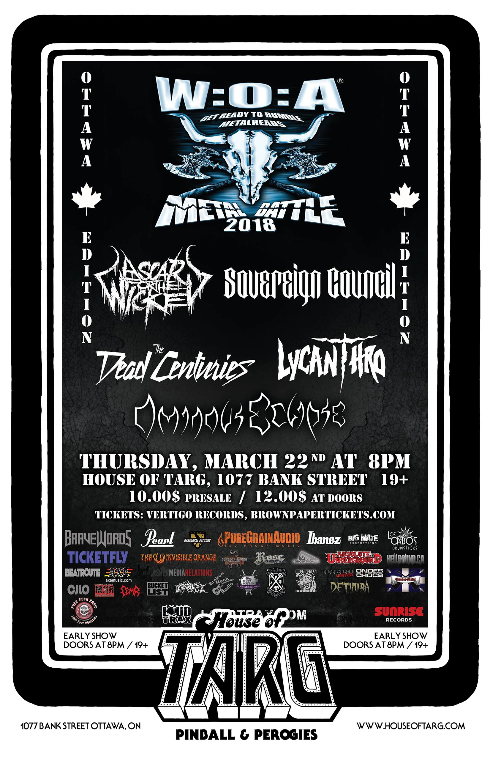 Wacken Metal Battle - Ottawa Edition w/ A SCAR FOR THE WICKED + SOVEREIGN COUNCIL + THE DEAD CENTURIES + LYCANTHRO + OMINOUS ECLIPSE 