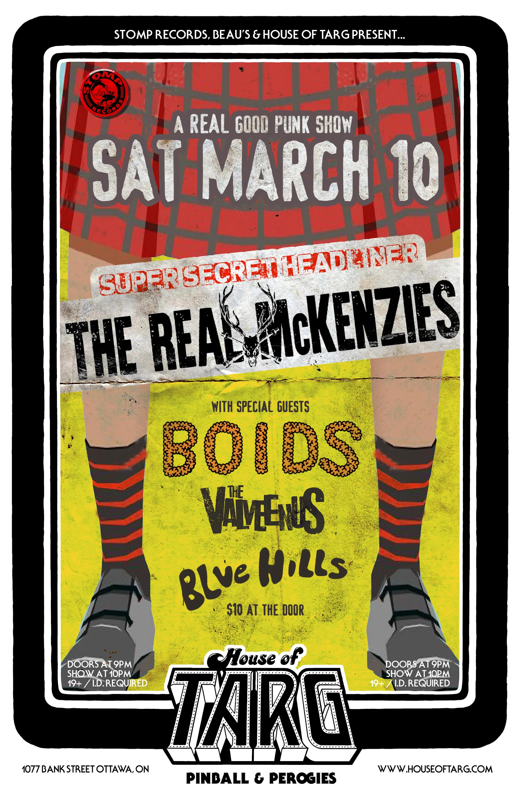The Real McKenzies + Boids + The Valveenus + Blve Hills
