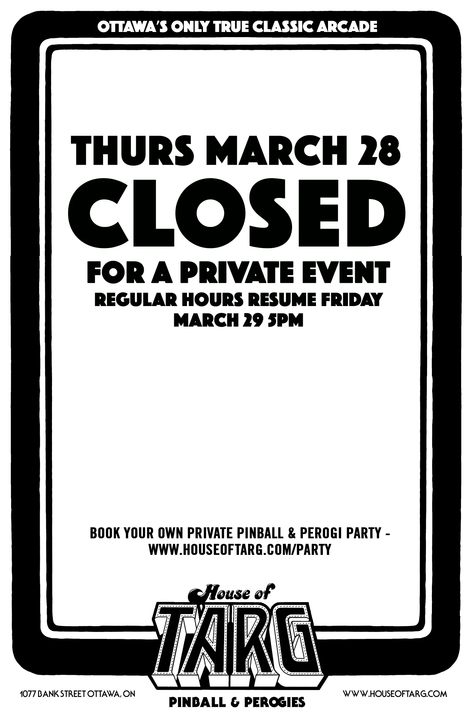 CLOSED for a Private Event