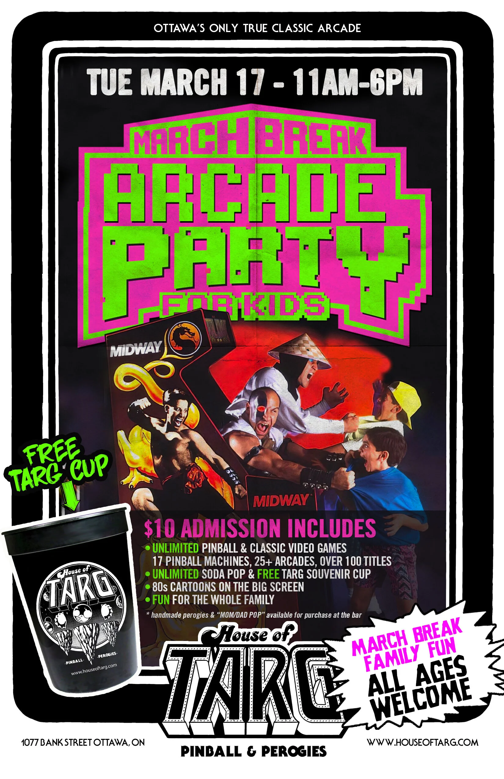  ***CANCELLED*** MARCH BREAK ARCADE FREE-PLAY PARTY FOR KIDS - 2020