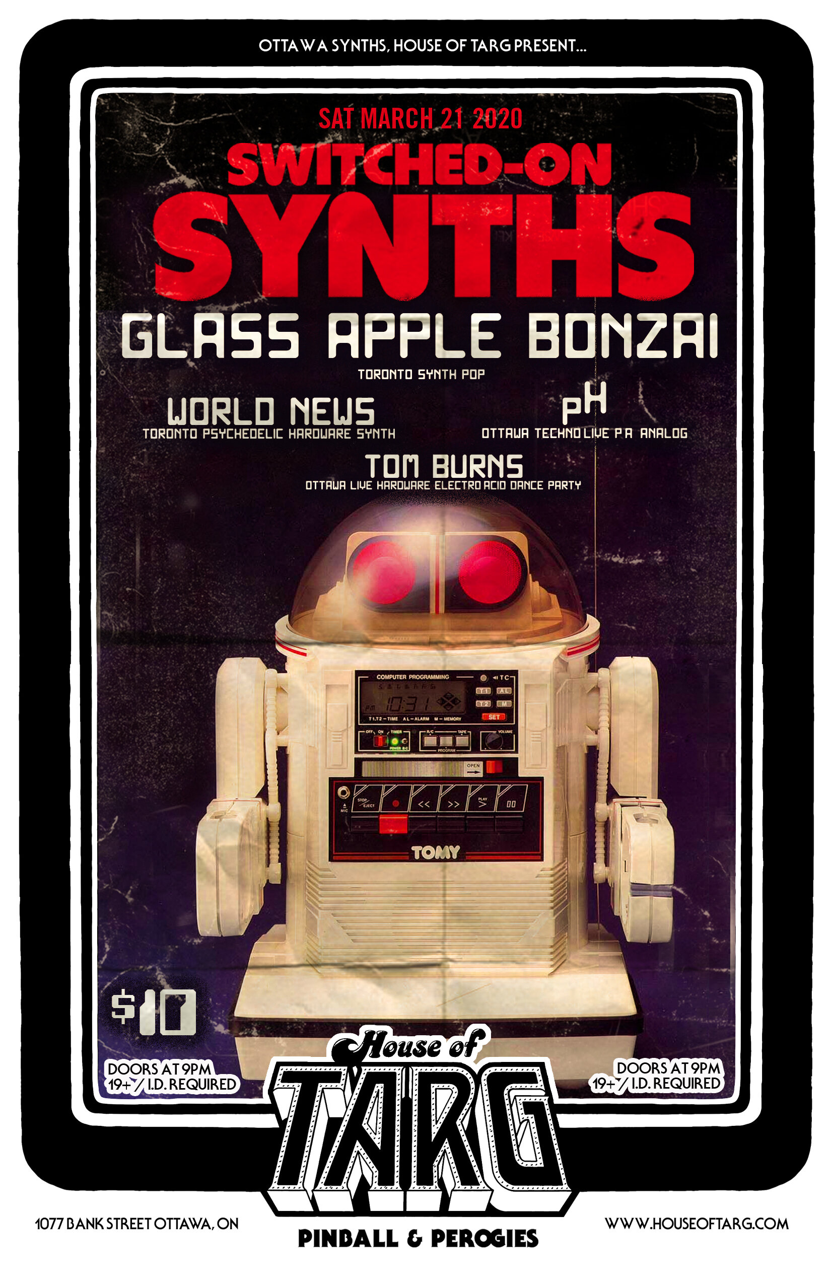***CANCELLED*** Switched On Synths: Glass Apple Bonzai + World News + pH + Tom Burns