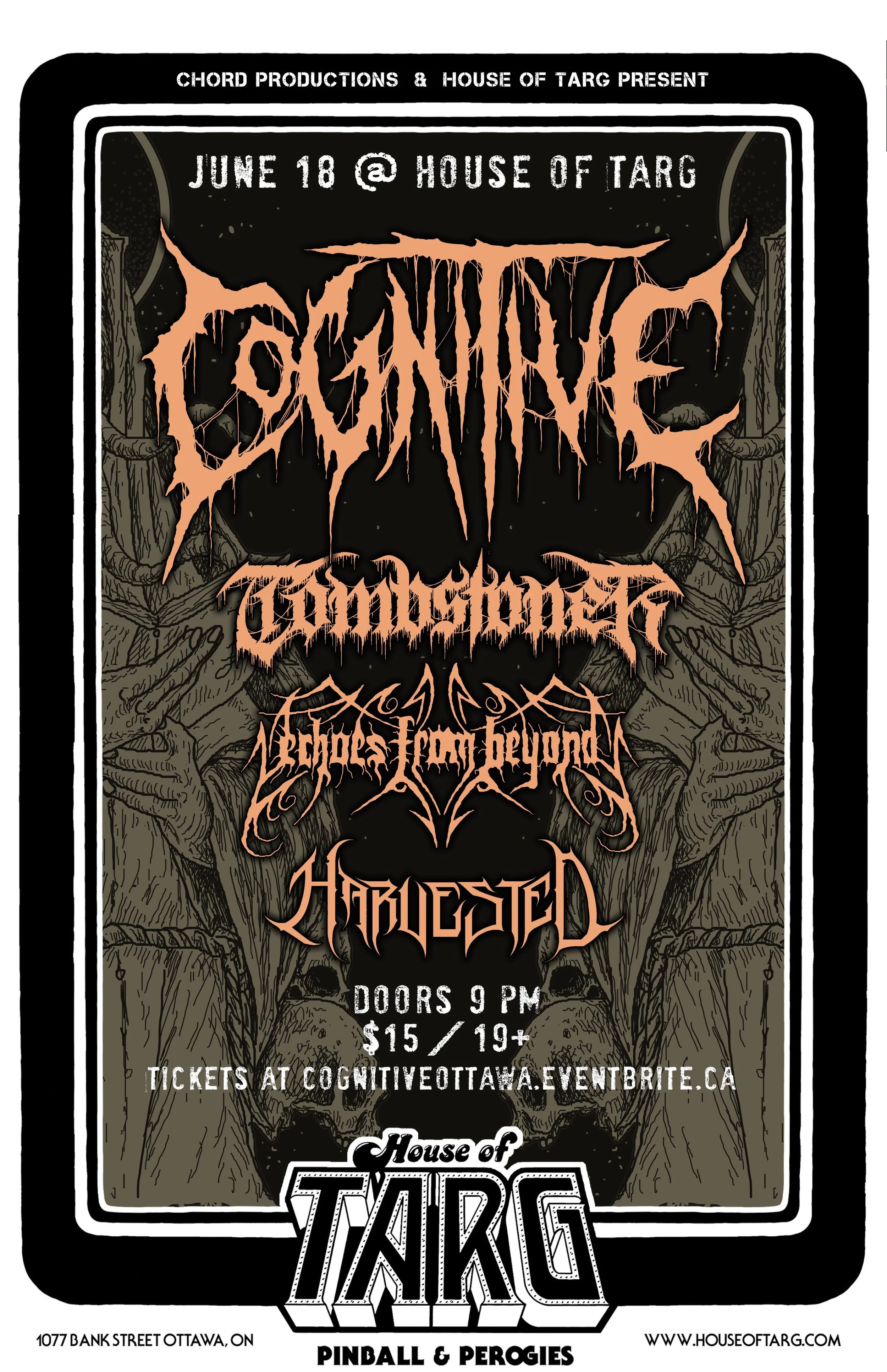 COGNITIVE (New Jersey Death Metal) + Tombstoner (New York Death) + Echoes From Beyond + Harvested 