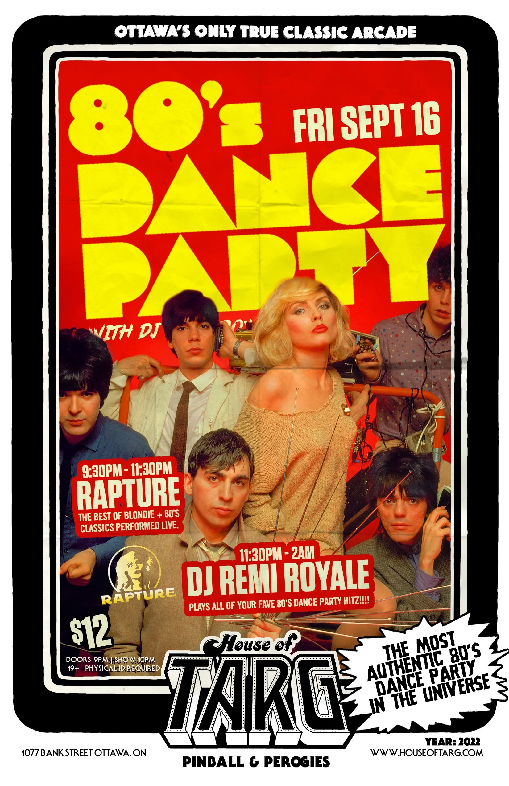 80's DANCE PARTY w DJ Remi Royale + Rapture (Live Blondie/New Wave)