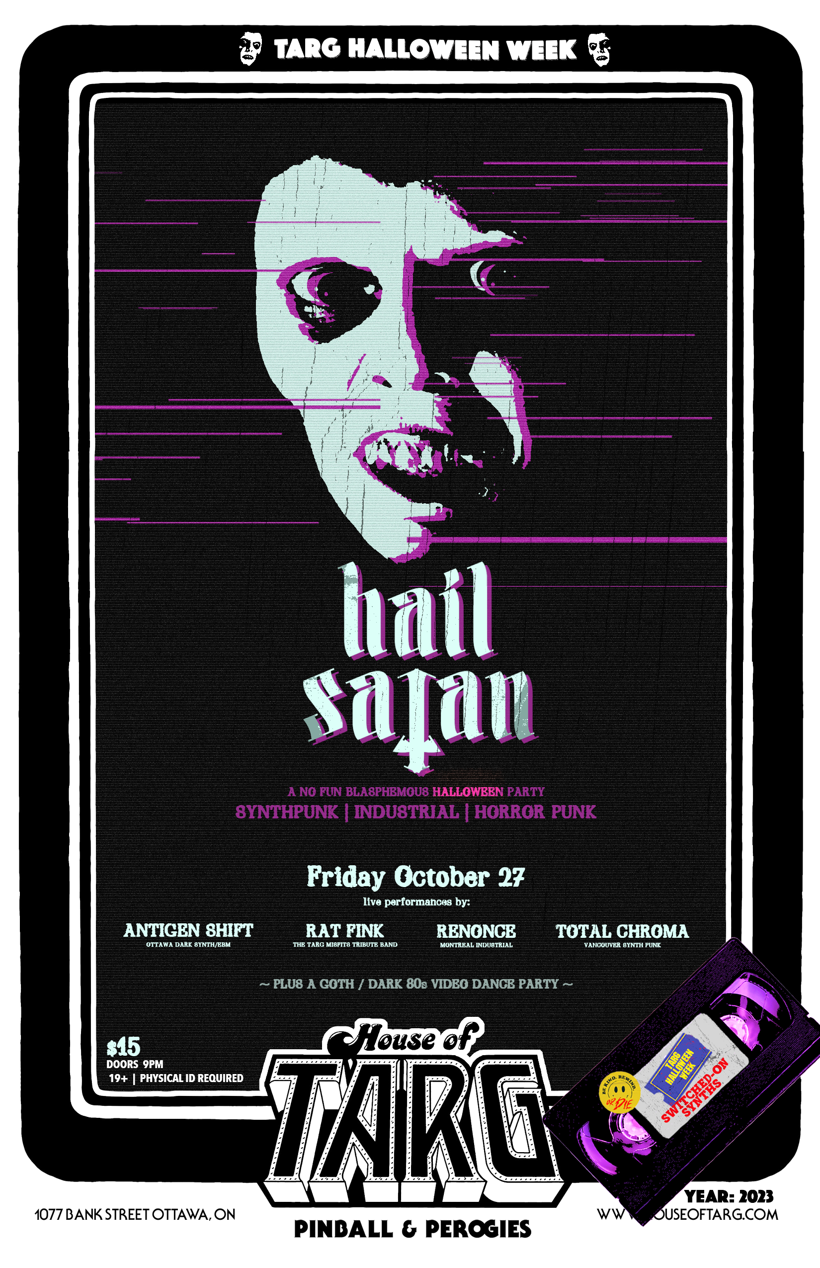 HAIL SATAN Halloween Party w/ Antigen Shift (Ott Dark Synth) + Renonce (Mtl Industrial) + Total Chroma (B.C. Electropunk) + Rat Fink (Misfits Tribute) 