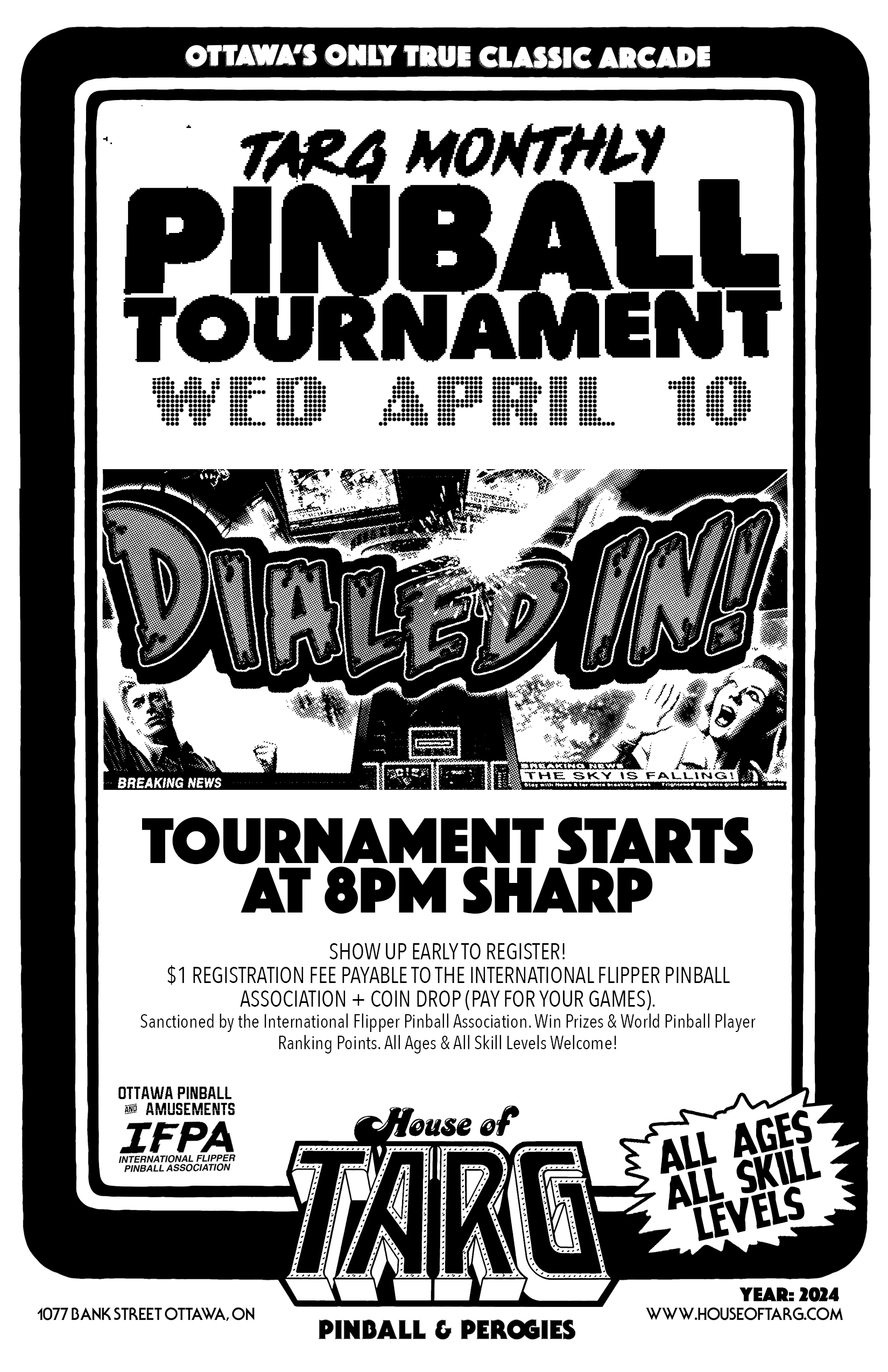 TARG MONTHLY PINBALL TOURNAMENT - April 2024