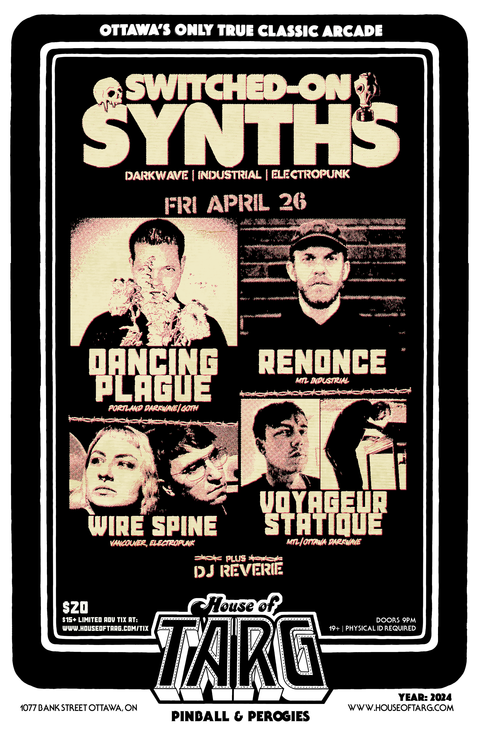 SWITCHED-ON SYNTHS: Dancing Plague (Portland Darkwave) + Renonce (Mtl Industrial) + Wire Spine (Van ElectroPunk) + Voyageur Statique