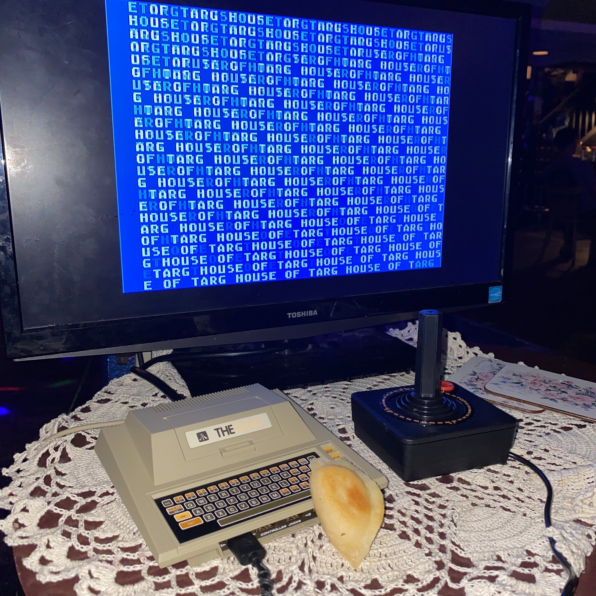 Come on down for some FREE-PLAY: After Dark w/ DJ bRAD &amp; check out our new ATARI 400 mini for some 8-bit computer gaming action or breakout your best Basic programming skillz. *Perogi for scale. Also - THE STICKER PIT has been loaded up with new 