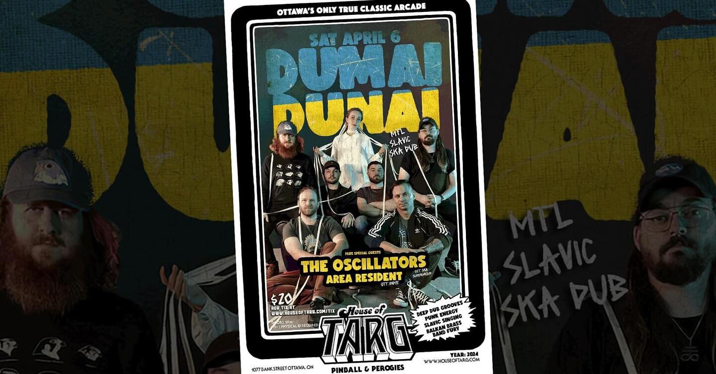 *TONIGHT!* Mtl Slavic Ska/Dub/Punk wizards @dumaidunai bring their exciting show to TARG with guests @the.oscillators and @arearesident - doors@9pm - join us!!! 🙂👾🙂

More INFO/DETAILS/TIX here:
http://www.houseoftarg.com/concert-listings-events/du