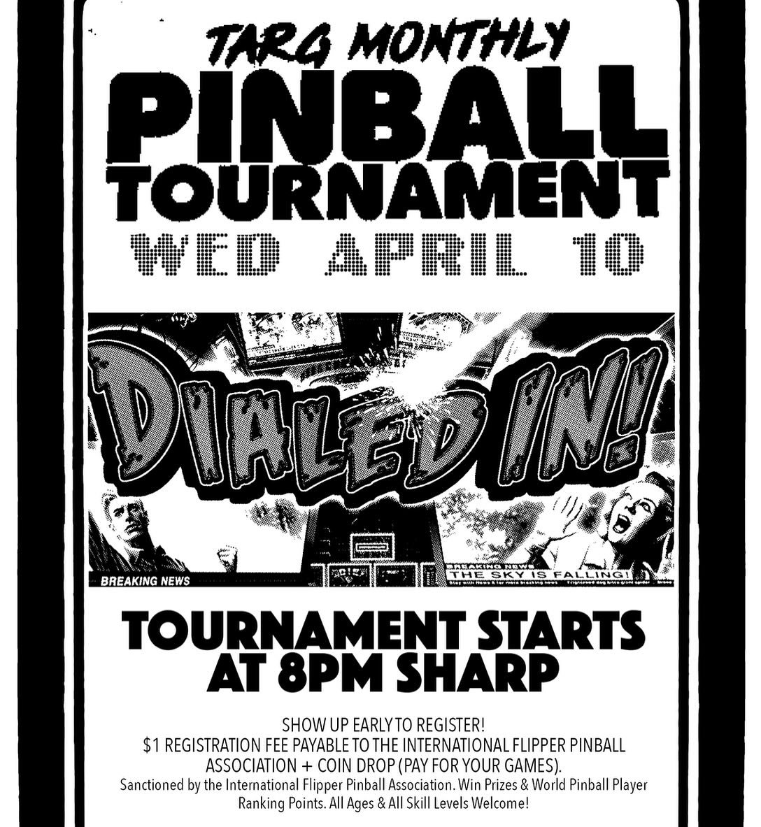 *TONIGHT!* Join us for our monthly @ottawapunkpinball #tournament - all ages and skill levels welcome - registration begins@7pm, tournament kicks off@8pm sharp!!! 🙂👾🙂

More INFO/DETAILS here:
http://www.houseoftarg.com/concert-listings-events/mont